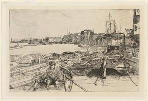 Havnebassenget, fra Seksten raderinger med scener fra Themsen av James Abbott McNeill Whistler