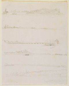 Rhinen, nær Worms og Oppeheim, 1858. av James Abbott McNeill Whistler