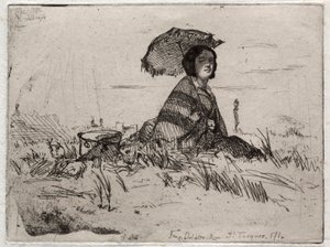 Tolv etsninger fra naturen: En Plein Soleil, 1858. av James Abbott McNeill Whistler