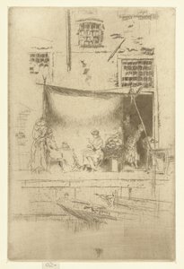 Kvinner under parasoll på kaia Fruktbod Et sett med tjueseks etsninger (serietittel) av James Abbott McNeill Whistler