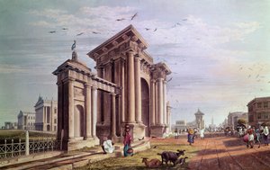 Court House Street, Calcutta, gravert av Robert Havell, pub. 1824