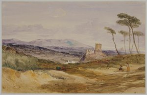 Landskap med slott og figurer av James Baker Pyne