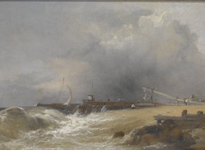 Littlehampton Pier på Sussex Coast, ca. 1842 (olje på lerret) av James Baker Pyne
