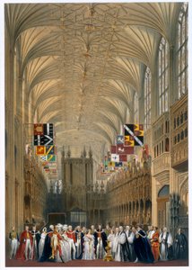 Dronning Victoria og prins Albert ved en gudstjeneste i St George's Chapel, Windsor Castle, 1838 av James Baker Pyne