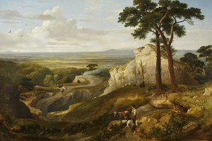Utsikt fra Mendips, ca. 1840 (olje på lerret) av James Baker Pyne