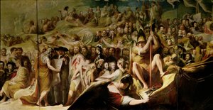 Elysium, eller State of Final Retribution, sjette i serien The Progress of Human Culture and Knowledge, detalj av forskere og filosofer (se 101465)