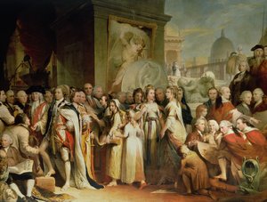 The Distribution of Premium in the Society of Arts, femte i serien The Progress of Human Culture and Knowledge, ca. 1777-84 av James Barry