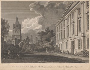 Utsikt over katedralen i Christ Church og en del av Corpus Christi College av James Basire