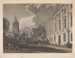 Utsikt over katedralen i Christ Church og en del av Corpus Christi College av James Basire