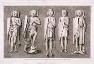 Fem ridderbilder fra Temple Church, London, 1786. av James Basire I