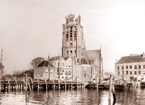Kirke ved kanalen, Dordrecht, Nederland, 1898 av James Batkin