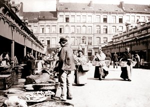 Markedsboder, Antwerpen, 1898. av James Batkin