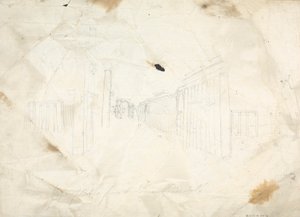 Skisse av tempelruinene av James Bruce