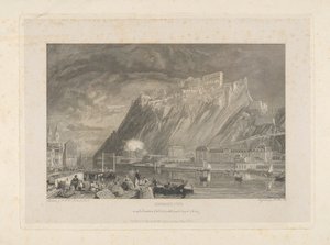 Ehenbreitstein, under rivingen av festningen i 1817 fra kaien i Coblentz.