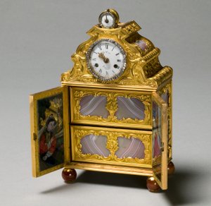 Miniatyrskap med klokke, ca. 1770-75 av James Cox