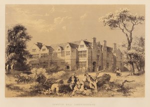 Sawston Hall, Cambridgeshire (akvatint) av James Dafforne