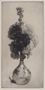 Stokroser i en langhalset vase av James David Smillie