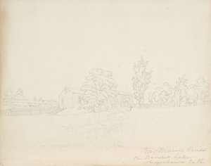Mr. Mains House på Derwent Lake, Susquehanna Co. Pa., 1843 (grafitt på kremvevd papir) av James David Smillie