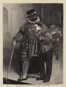 Beefeater og trommeslageren, en skisse i tårnet av James Dromgole Linton