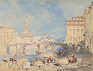 Ponte Santa Trinità, Firenze, før 1832. av James Duffield Harding