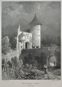 Pittoreske og romantiske reiser i det gamle Frankrike. Franche-Comté: Utsikt over slottet i Frasne av James Duffield Harding
