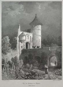Pittoreske og romantiske reiser i det gamle Frankrike. Franche-Comté: Utsikt over slottet i Frasne av James Duffield Harding