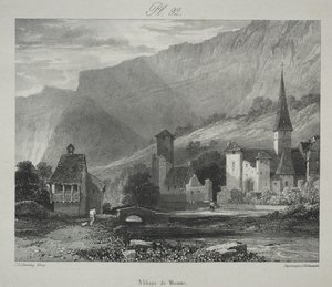 Pittoreske og romantiske reiser i det gamle Frankrike. Franche Comté: Abbey of Baume, Baume-les-Messieurs av James Duffield Harding
