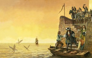 Jakob IIs avreise (gouache på papir) av James Edwin McConnell