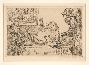La gourmandise (Gluttony), fra porteføljen Les p?ch?s capitaux (Dødssyndene) av James Ensor