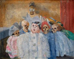 Pjerrot og skjelett av James Ensor