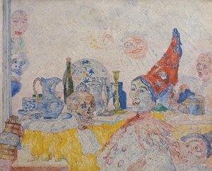 Pierrot som skjelett i en gul toga av James Ensor