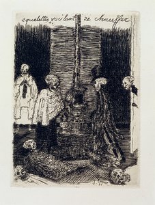 Skjeletter som prøver å varme seg selv av James Ensor