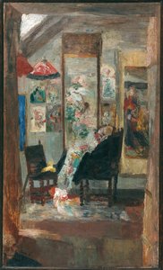 Skjelett ser på kinoserier, 1885. av James Ensor