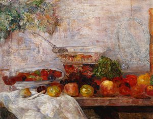 Stilleben med en papegøye; Natur Morte au Perroquet av James Ensor