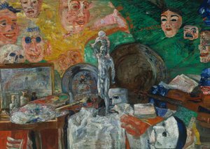 Stilleben i studio eller Attributes of the Arts av James Ensor