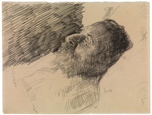 Kunstnerens far i døden (fargestift på papir) av James Ensor