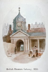 Inngangsporten til det gamle British Museum Montague House, Bloomsbury, London, 1850.