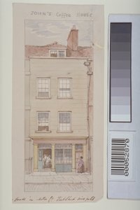 Utsikt over Mitre Court, Fleet Street, som viser John's Coffee House, ca. 1850 av James Findlay