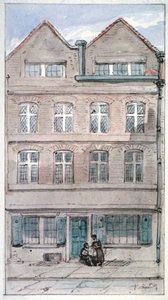 Utsikt over Blackhorse Alley nr. 2, Fleet Street, City of London, 1850