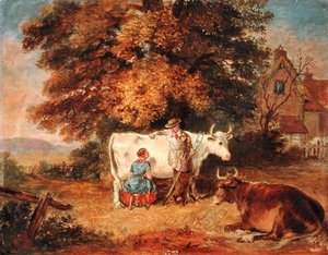 Landlig scene med kuer av James Flewitt Mullock