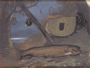 Laks (olje på glass) av James Flewitt Mullock