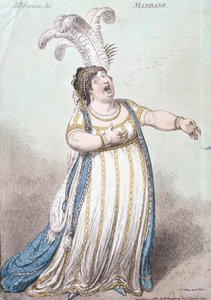 A Bravura Air, Mandane, utgitt av Hannah Humphrey i 1801 (håndfarget etsning)