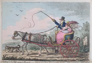 A Cockney and his Wife going to Wycombe, utgitt av Hannah Humphrey i 1805 (håndfarget etsning med akvatint)