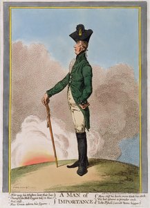 A Man of Importance , utgitt av Hannah Humphrey i 1799 (håndfarget etsning)