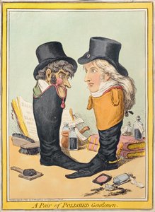 A Pair of Polished Gentlemen, utgitt av Hannah Humphrey i 1801 (håndfarget etsning)