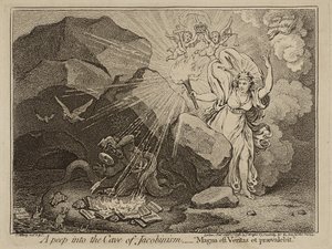 A Peep into the Cave of Jacobinism, or The Great Truth Will Prevail, 1798 (radering på papir) av James Gillray