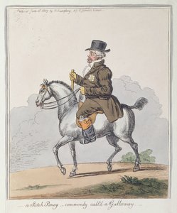 A Scotch Poney, ofte kalt en Galloway, utgitt av Hannah Humphrey i 1803 (håndfarget etsning)