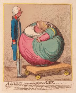 A Sphere projiserer mot et fly, pub. 1792 (håndfarget gravering)