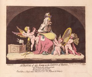 En Vestal på -93, prøver på Cestus of Venus, pub. 1793 (håndfarget gravering)