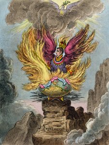 Apotheosis of the Corsican Phoenix, utgitt av Hannah Humphrey i 1808 (håndfarget etsning)